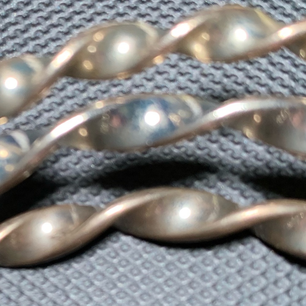 Bangle Bracelet Three In A Set Of Twisted Silver - image 3